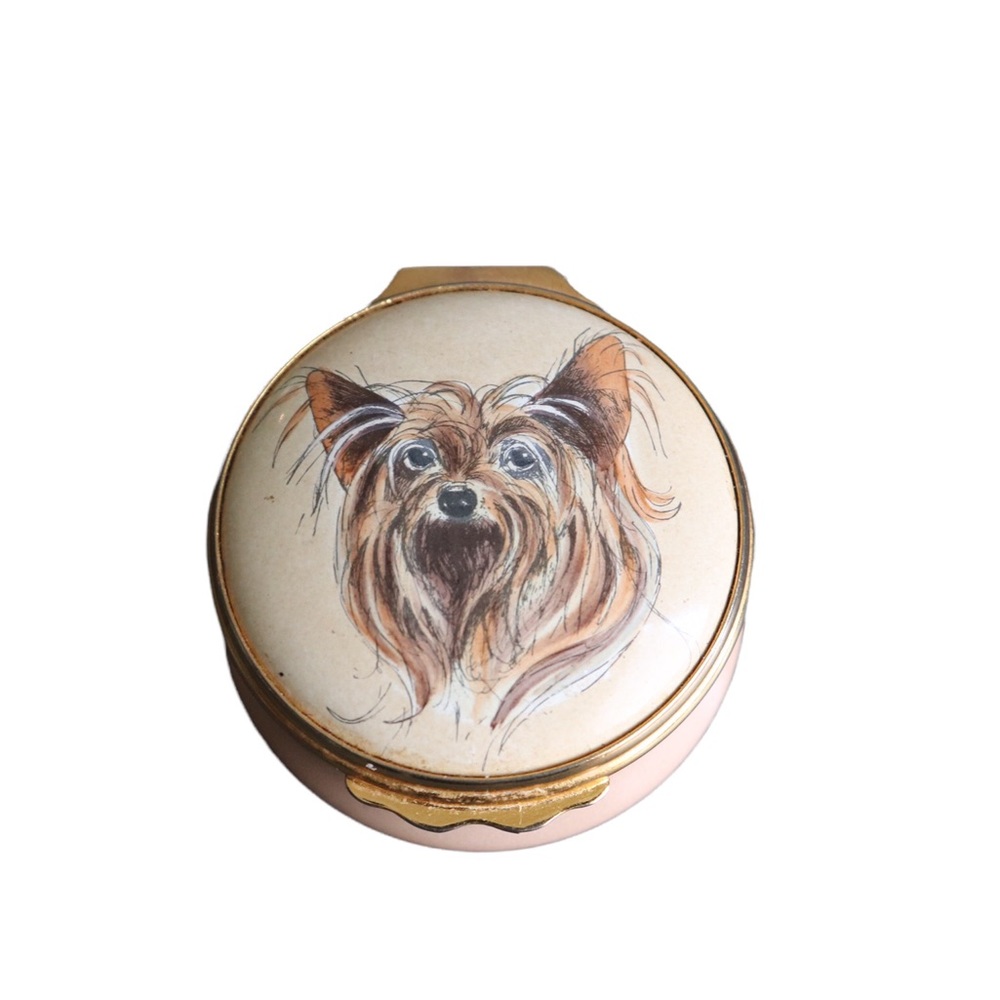 Bilston and Battersea Yorkie English Enamel Trinket Box